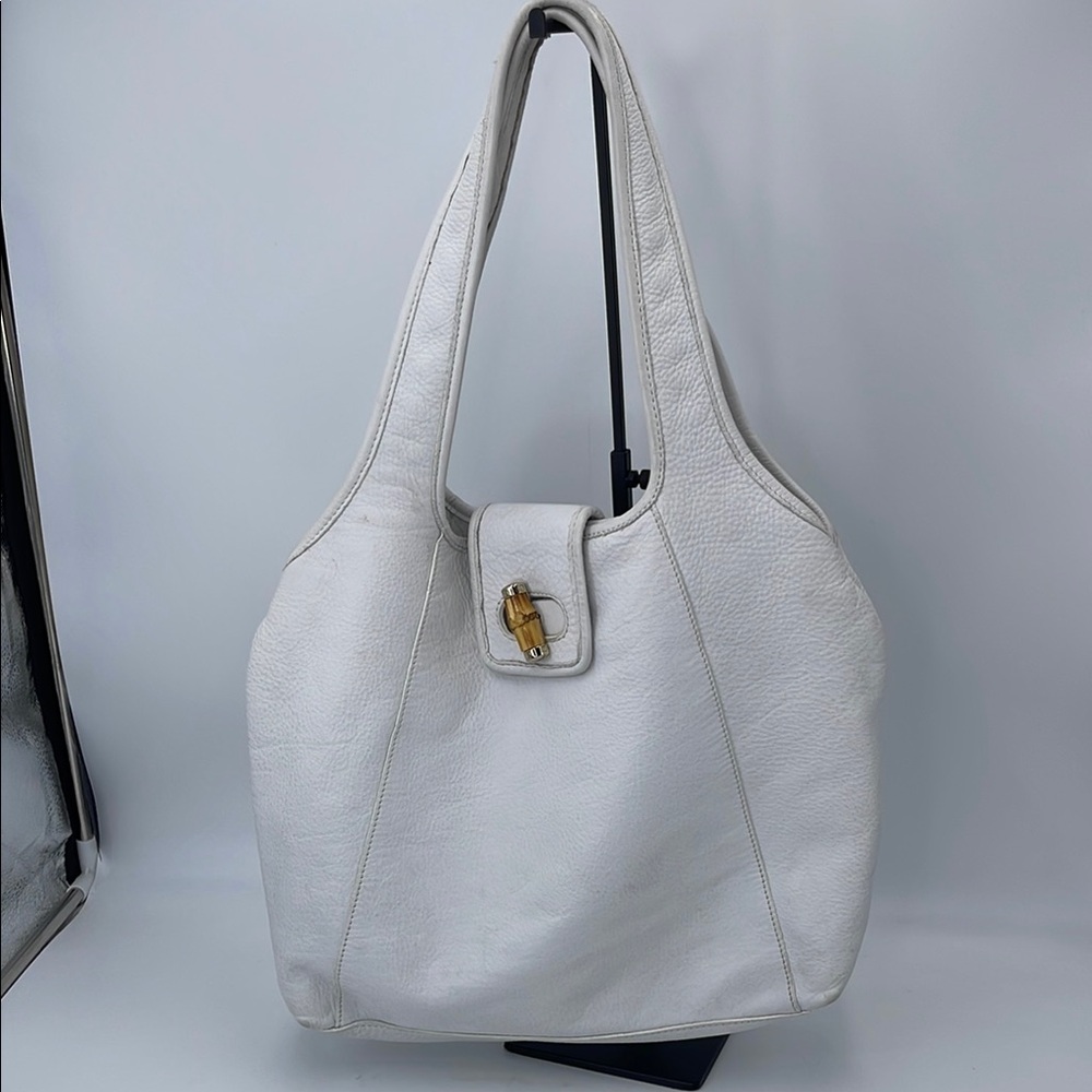 Talbots Elegant White Soft Leather Tote Bag